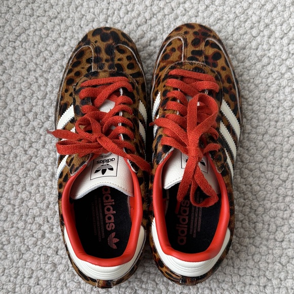 Worn once!! Brand new adidas Leopard  Sneakers with Red & White Stripes - Picture 5 of 10